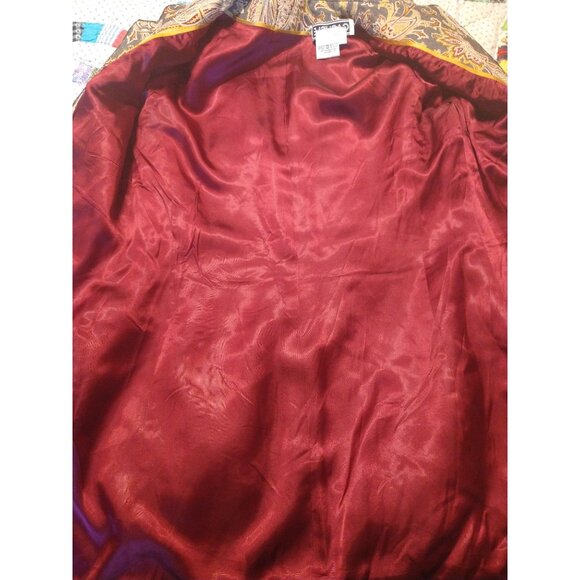 Vintage Carlisle Paisley Jacquard Wool Silk Long Coat Size 8 - Picture 6 of 8